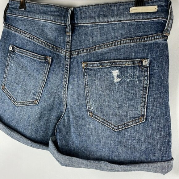 Anthropologie‎ Pilcro Mid Rise Slim Boyfriend Distressed Denim Shorts Size 27 - Picture 8 of 12
